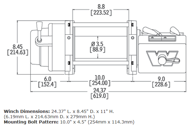 Winch Dimensions diagram