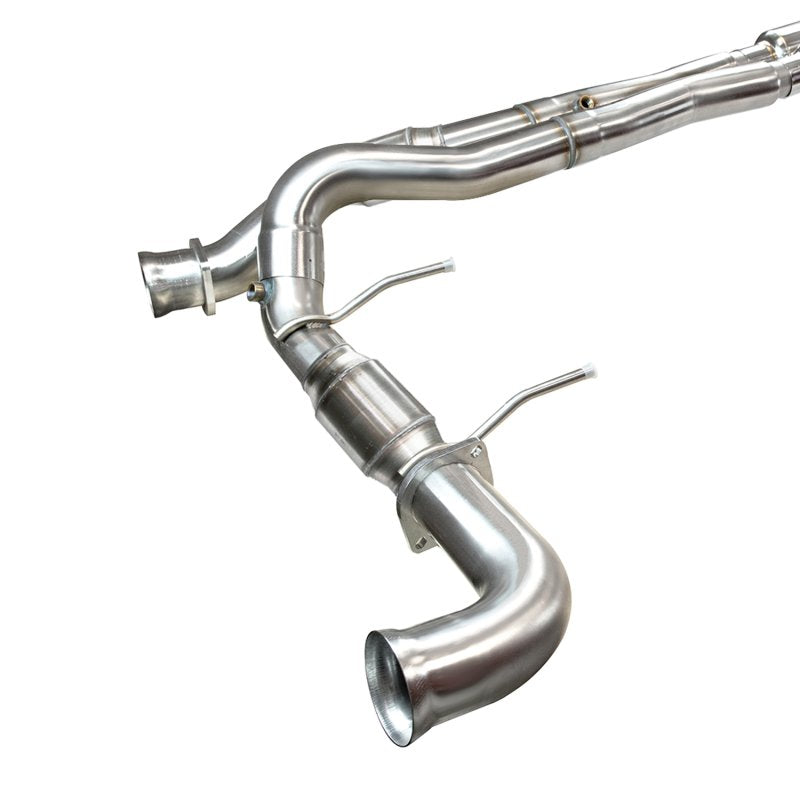 SS Catted Rear Exit Exhaust w/Black Tips. 2011-2014 F150 Raptor 6.2L 4V. Front View