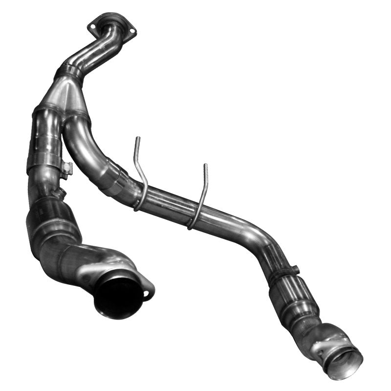 3" SS GREEN Catted Turbo Down Y-Pipe 2011-2014 F150 EcoBoost Front View