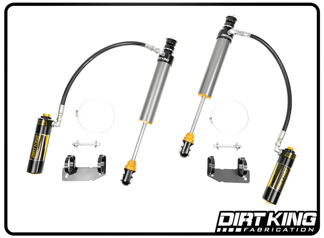 Dirt King 2.5 Smooth Body Rear Shock Kit w/ DCA Remote Reservoirs Display of Included Parts