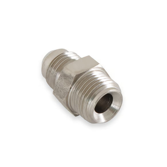 Earl's -6 AN Male to 5/8"-18 Male Front View Silver