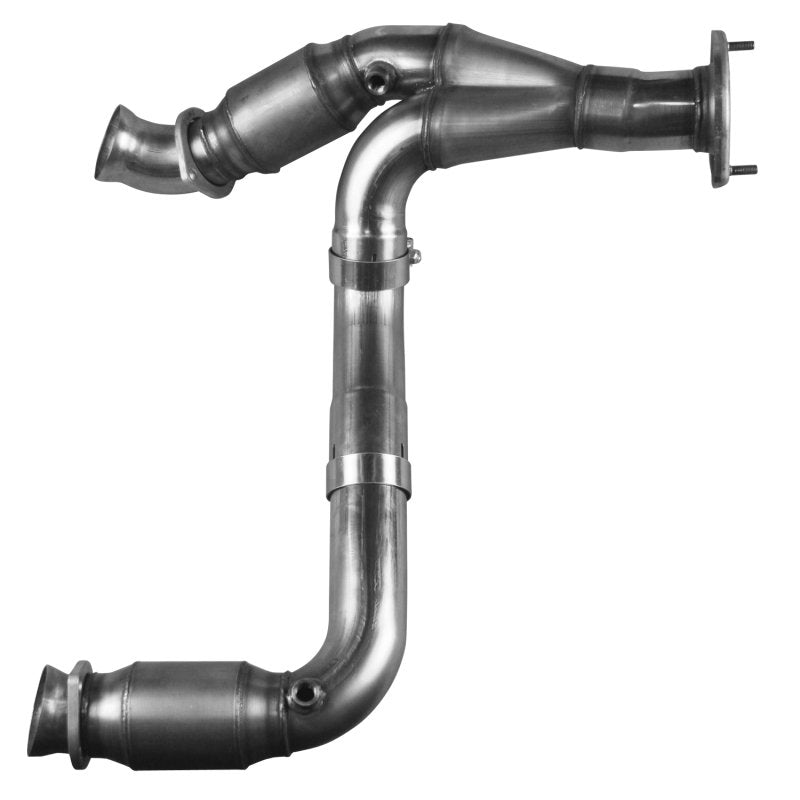 3" SS GREEN Catted Y-Pipe. 2007-2008 GM Truck 4.8L/5.3L/6.0L. Connects to OEM. Front View