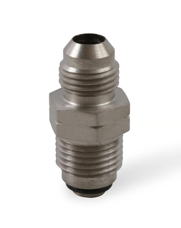 Earl's -6 AN Male to 18mm x 1.50 Male Front View Silver