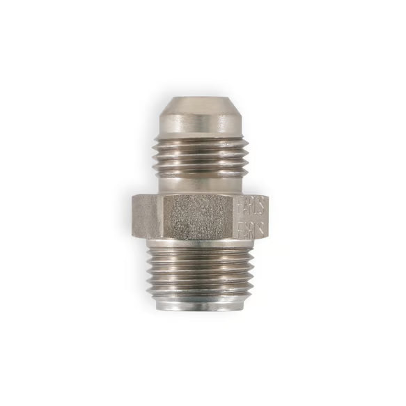 Earl's -6 AN Male to 5/8"-18 Male Front View Silver