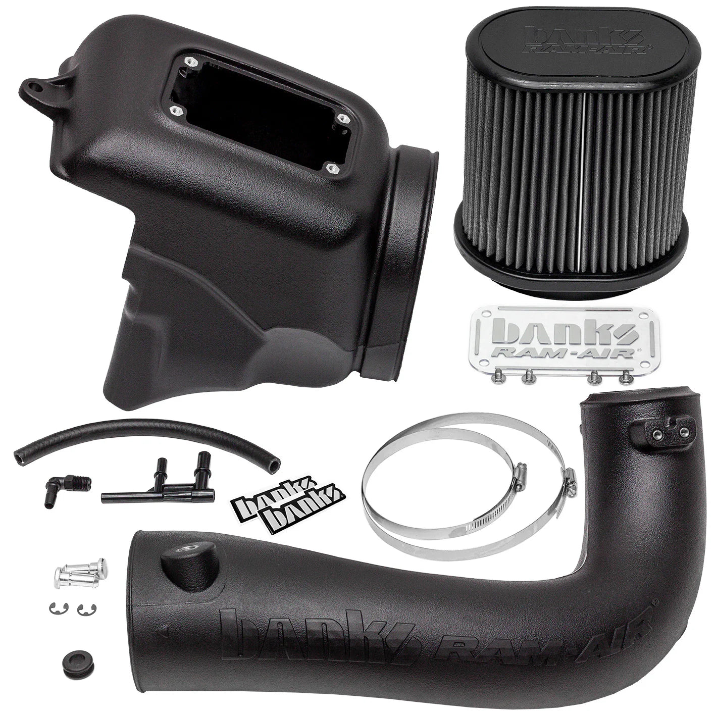 Ram-Air® Oiled or Dry Filter, Cold Air Intake System Front View Black
