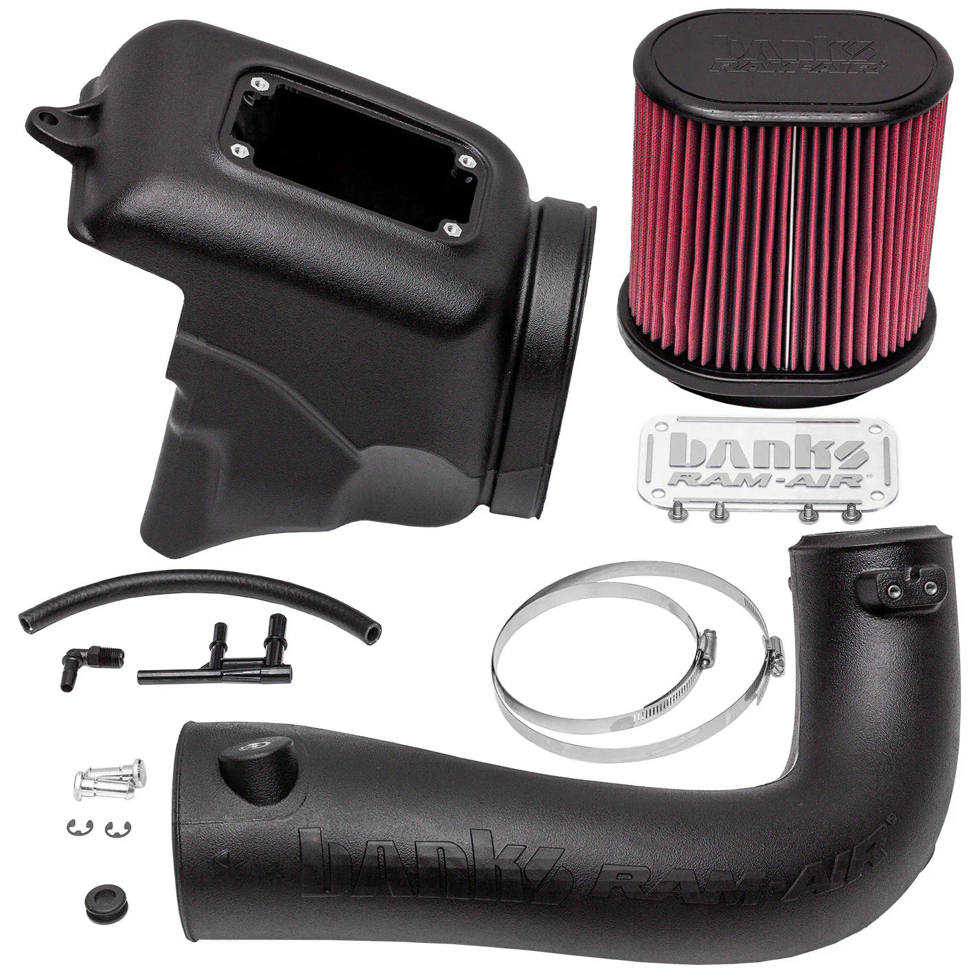 Ram-Air® Oiled or Dry Filter, Cold Air Intake System Front View Red