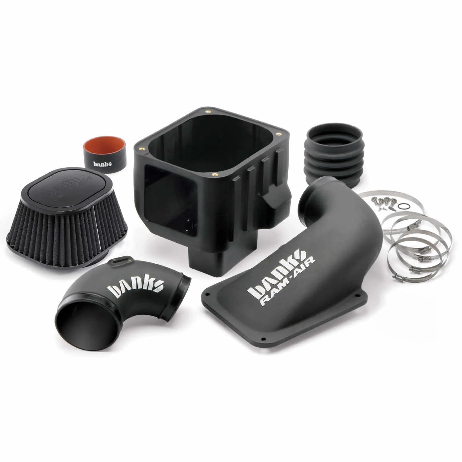 Banks Ram-Air® Oiled or Dry Filter, Cold Air Intake System Front View Grey