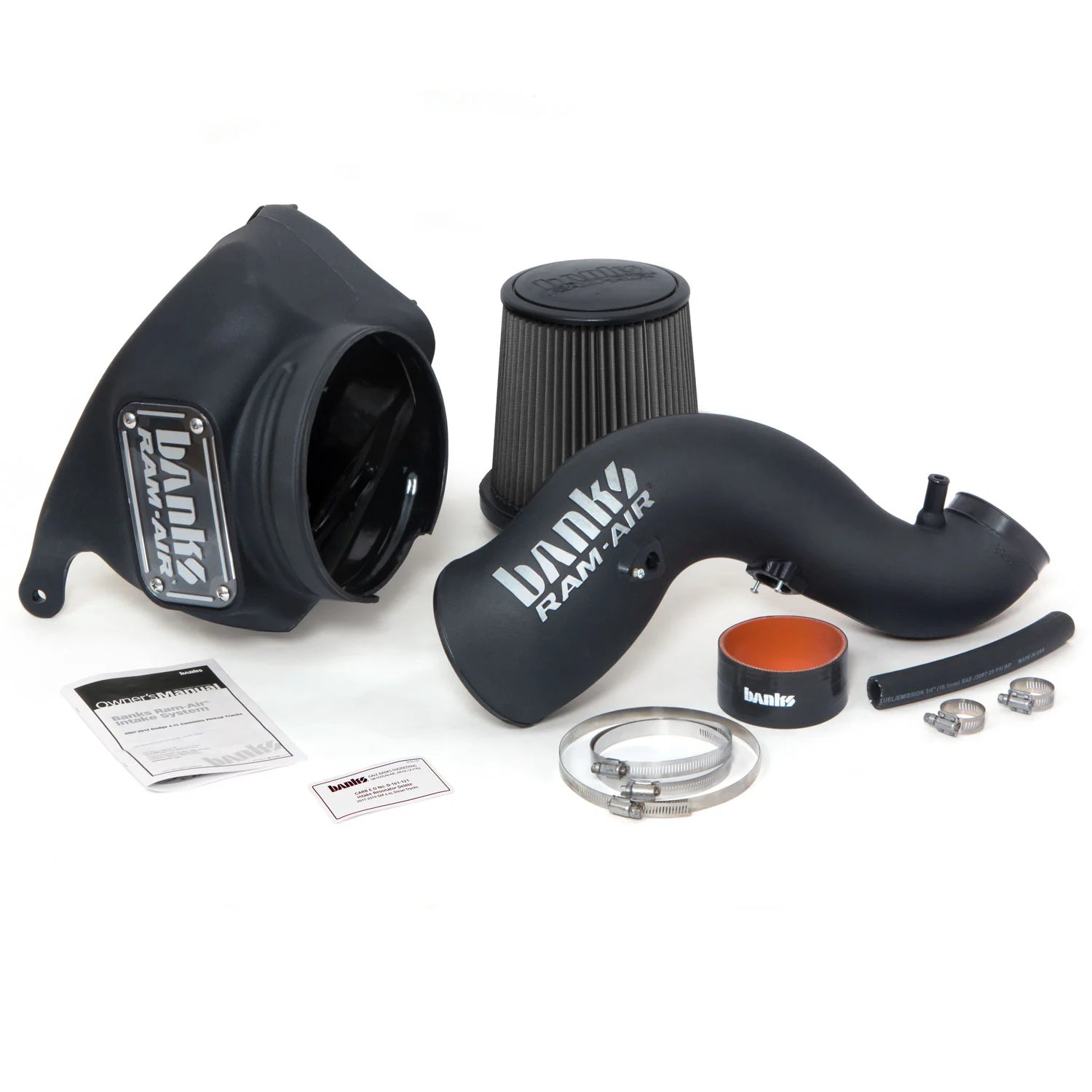 Ram-Air® Oiled or Dry Filter, Cold Air Intake System Front View Black