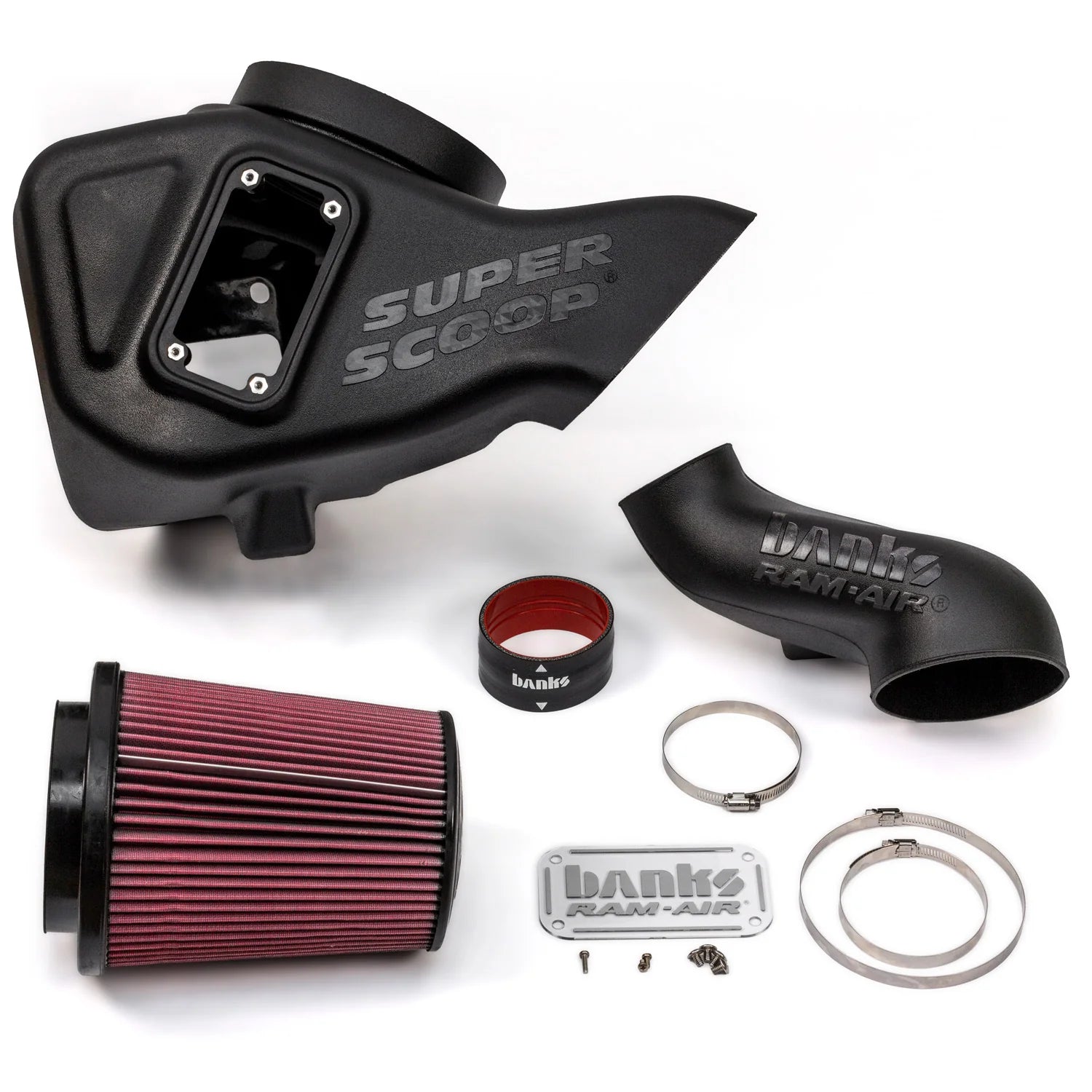 Ram-Air® Oiled or Dry Filter, Cold Air Intake System Front View Red