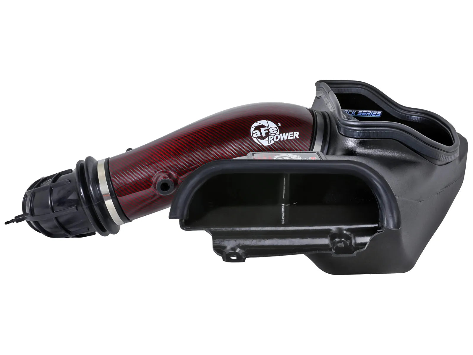 2023+ Raptor R Track Series Red Kevlar Carbon Fiber Cold Air Intake System w/ Black Pro 5R Filter Front View