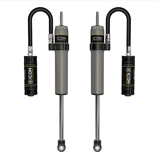 '24+ LC250/GX550 0-3" Lift Rear 2.5 Shocks w/ Remote Reservoirs Front View