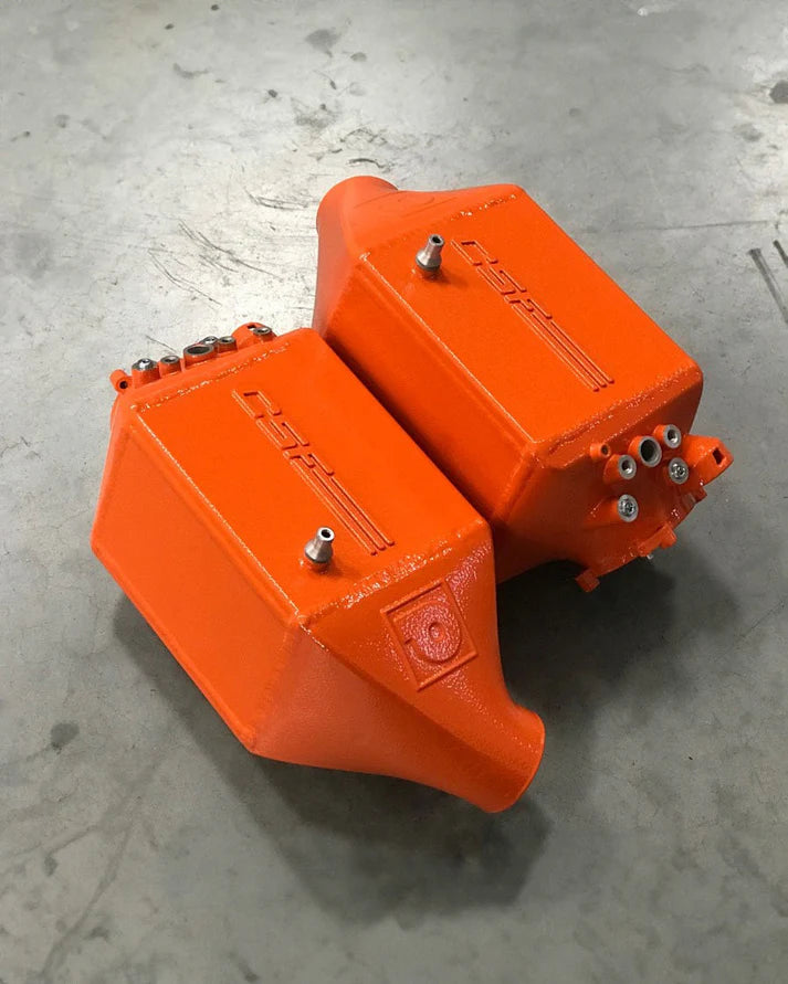 BMW F1X M5 & M6 Twin Charge-Air-Cooler Set Front View Orange