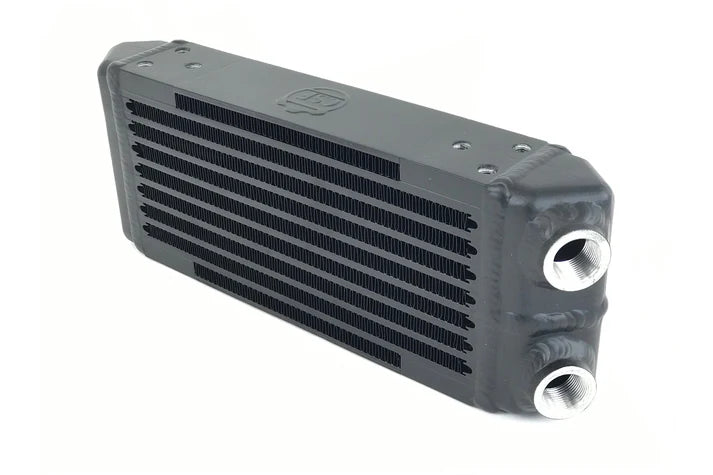 Universal Dual-Pass Oil Cooler - M22 x 1.5 connections - 13L x 4.75H x 2.16W Front View
