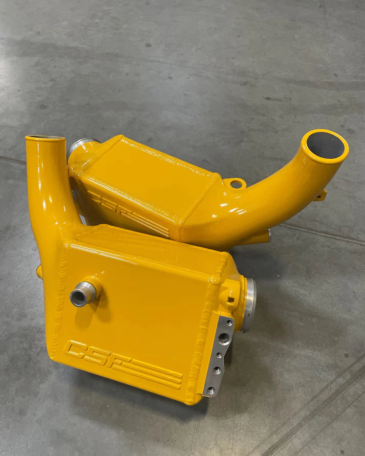 BMW F9X M5/M8 Twin Charge-Air-Cooler Set Front View Yellow
