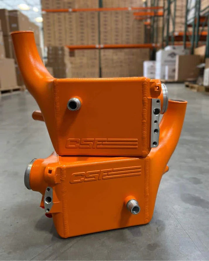 BMW F9X M5/M8 Twin Charge-Air-Cooler Set Front View Orange