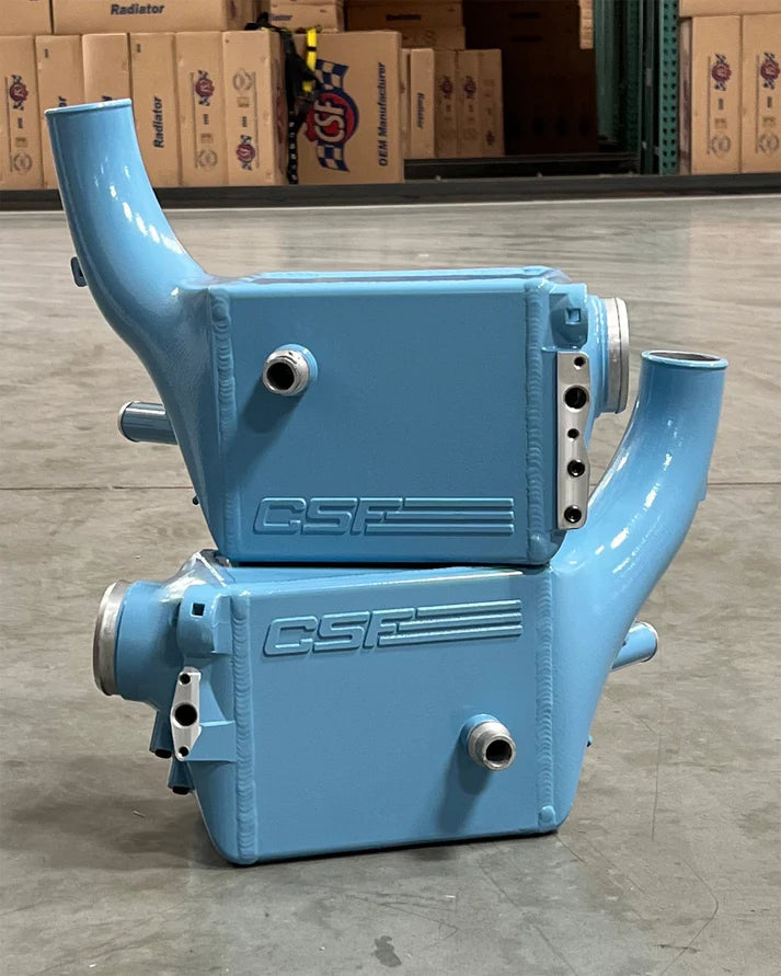 BMW F9X M5/M8 Twin Charge-Air-Cooler Set Front View Blue