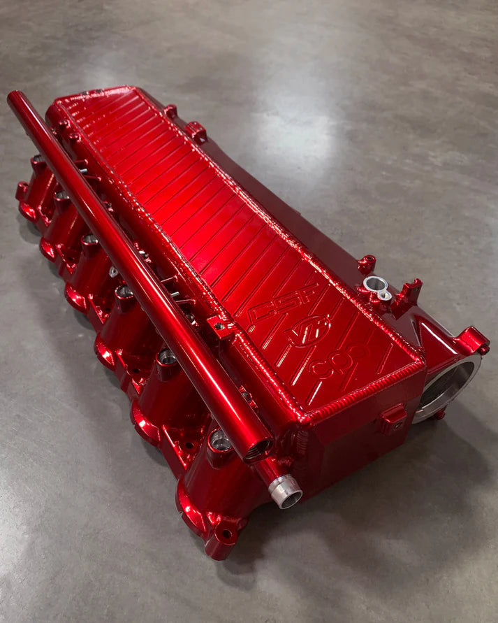 A90 Supra / BMW B58 Charge-Air Cooler Manifold Front View Red