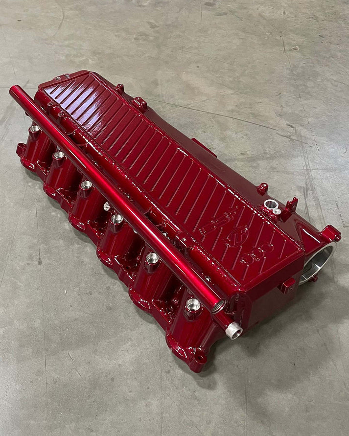 BMW Gen 1 B58 Charge Air Cooler Manifold Front View Red