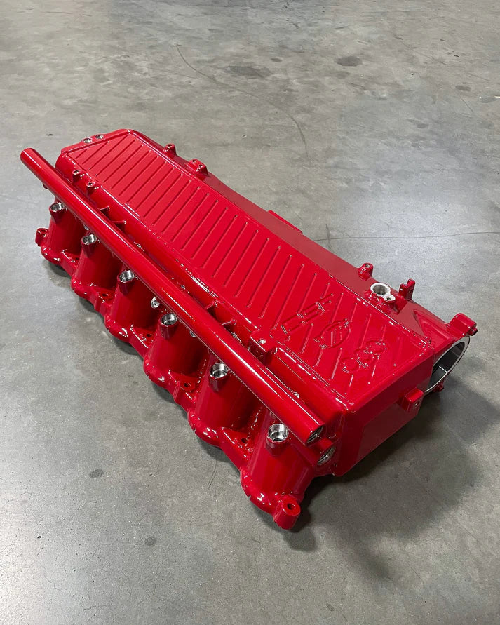 A90 Supra / BMW B58 Charge-Air Cooler Manifold Front View Red