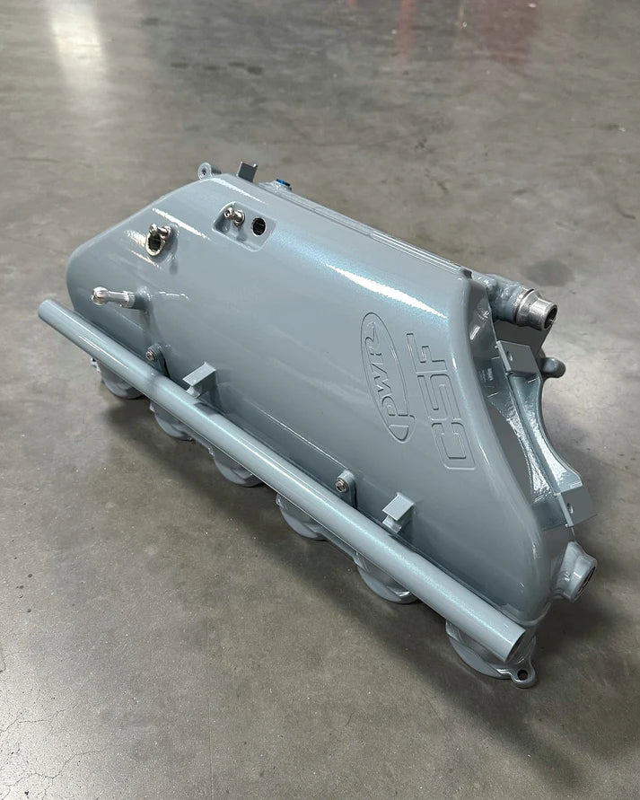 BMW S58 "Level-Up" Charge Air Cooler Manifold Front View Grey