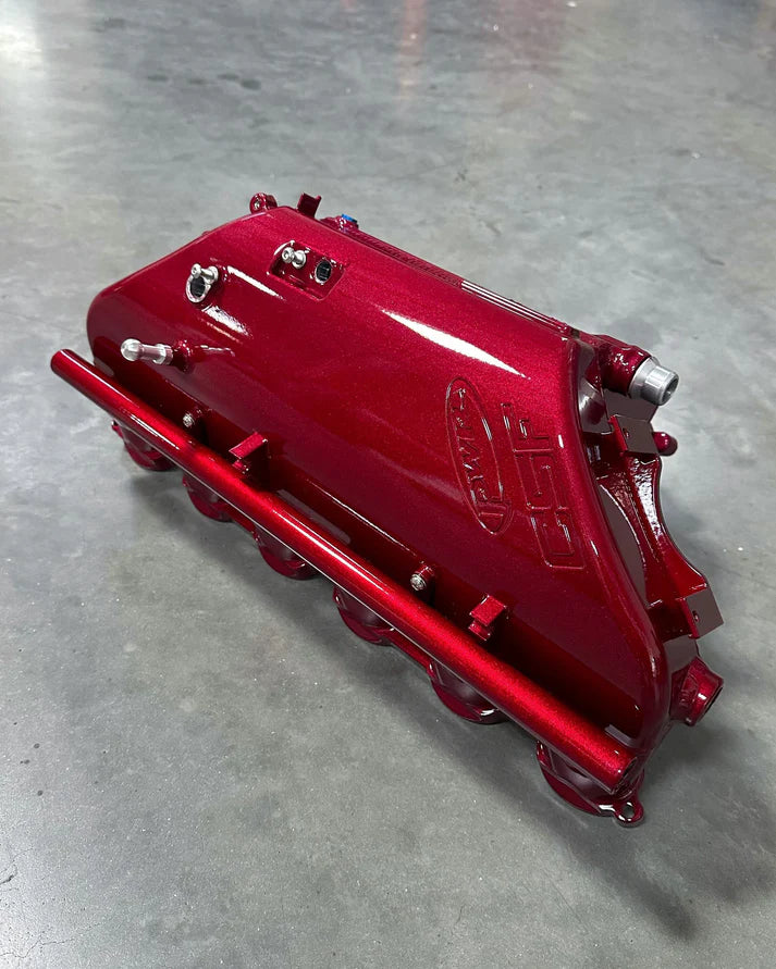 BMW S58 "Level-Up" Charge Air Cooler Manifold Front View Red