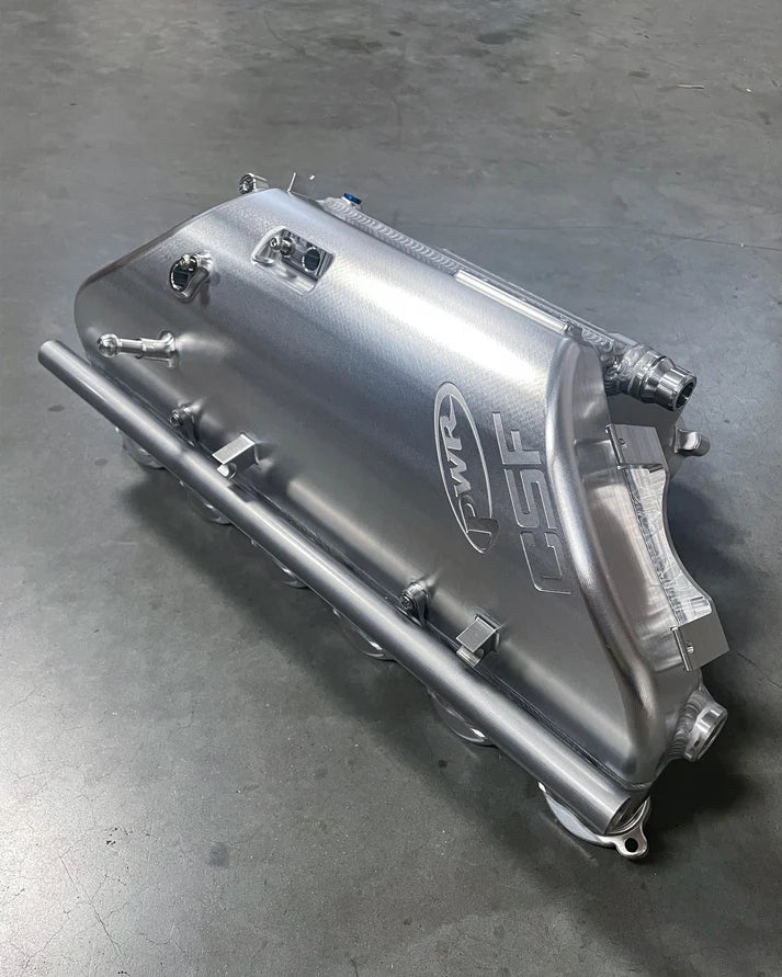 BMW S58 "Level-Up" Charge Air Cooler Manifold Front View Silver