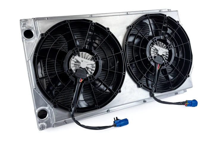 Motorsport Dual-Pass Radiator with Shroud + 14" SPAL brushless fans & harnesses