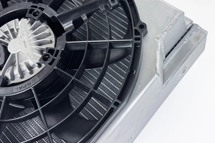 Motorsport Dual-Pass Radiator with Shroud + 14" SPAL brushless fans & harnesses