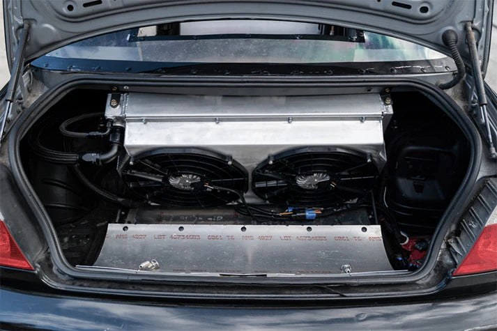 Motorsport Dual-Pass Radiator with Shroud + 14" SPAL brushless fans & harnesses
