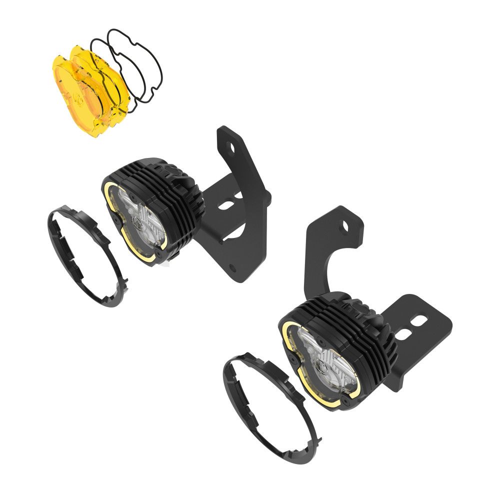 KC HiLites FLEX ERA 3 Dual Mode SAE Fog LED Light Pods | 2-Light Master Kit - Jeep JK/JL/JT Steel Bumpers Front View