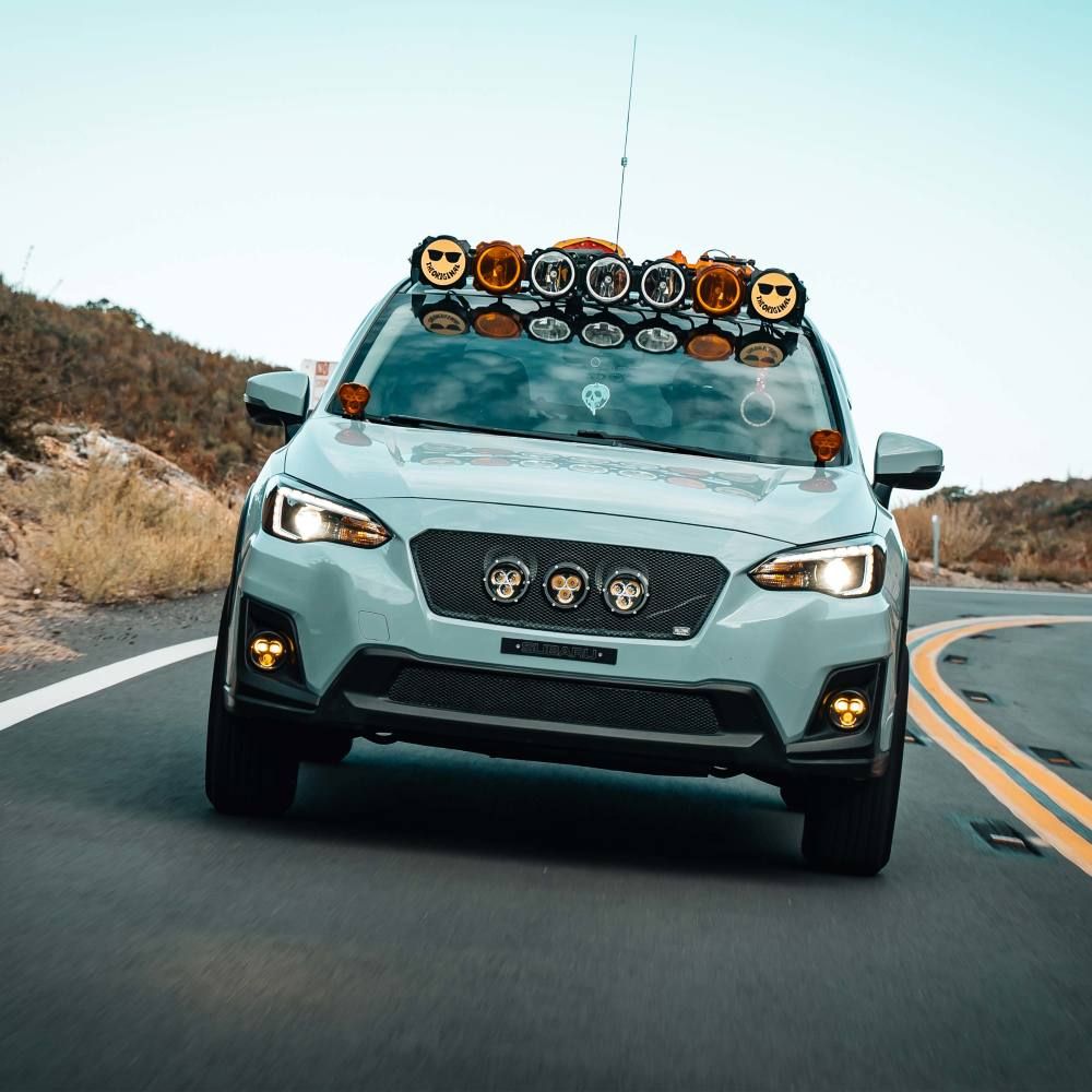 KC HiLites FLEX ERA 3 Dual Mode SAE Fog LED Light Pods | 2-Light Master Kit - Subaru Crosstrek/Forester Front View