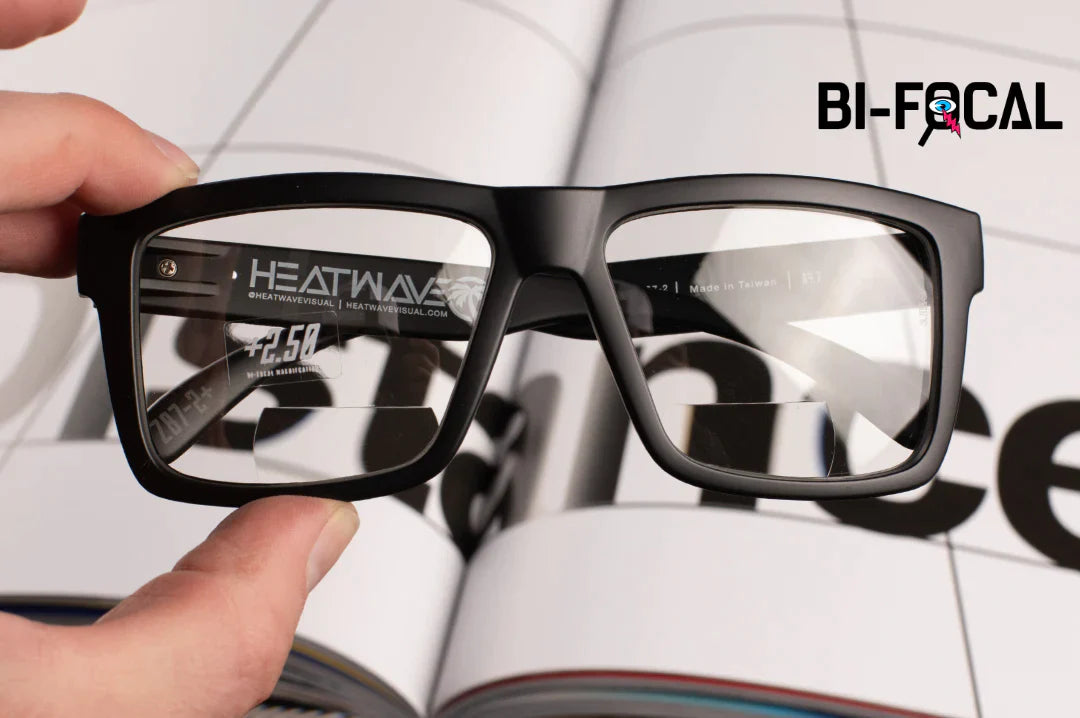 XL VISE Z87 BI-FOCAL GLASSES: BLACK FRAME - CLEAR LENS Display