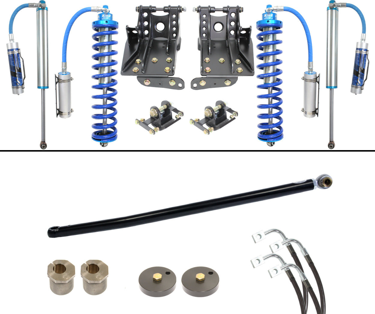 '05-07 Ford F250/350 2.5 Coilover System-2.5" Lift Display of Included Parts