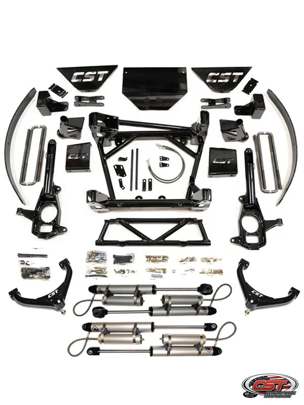 CST 11-19 GM 2500 / 3500 8-10″ Stage 5 Suspension System (w/ Rear Blocks & Add A Leafs & Uniball UCA’s) Front View
