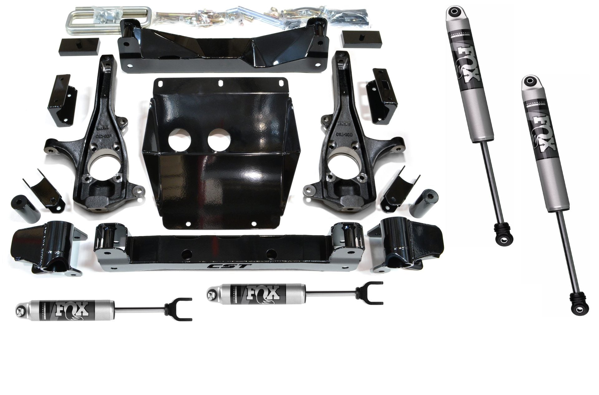 CST 11-19 GM 2500 / 3500 4-6″ Stage 3 Suspension System w/ FOX 2.0 IFP’s Front View
