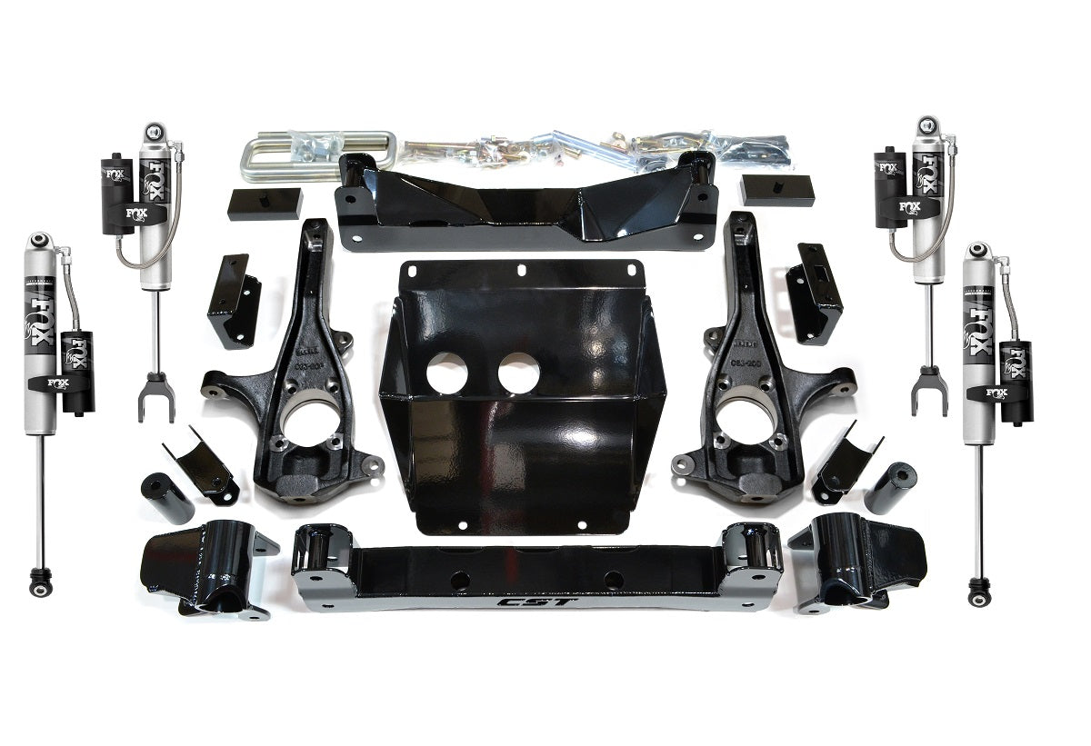 CST 11-19 GM 2500 / 3500 4-6″ Stage 5 Suspension System w/ FOX 2.0 Reservoir Shocks Front View