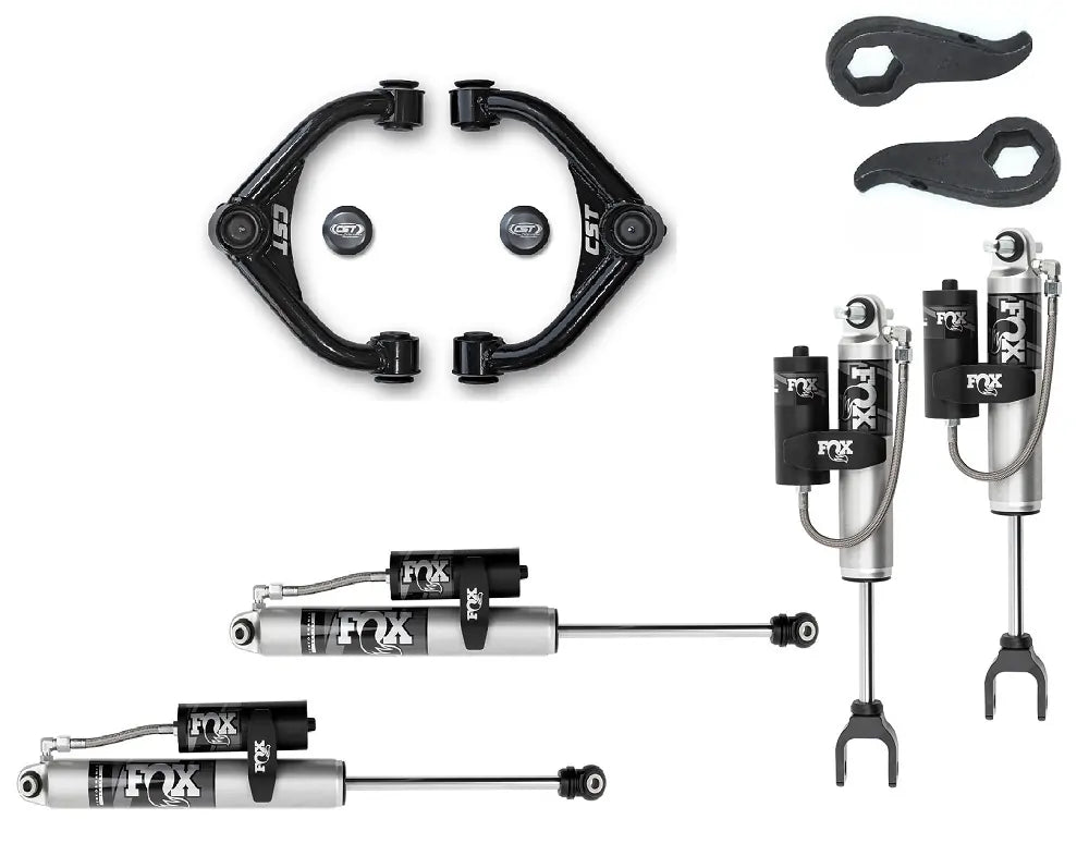 CST '11-19 GM 2500/3500HD Leveling Kit | Stage 2 Suspension System w/ FOX 2.0 Reservoir Shocks Front View