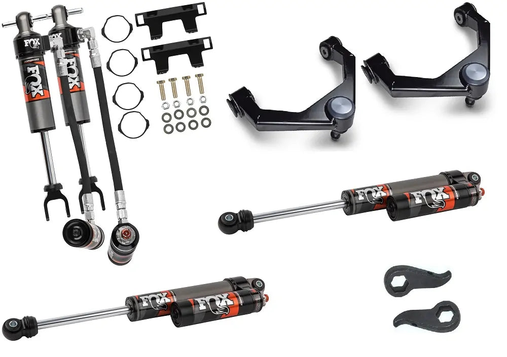 CST 2020+ GM 2500/3500HD Elite Leveling Kit | Stage 3 Suspension System w/ FOX 2.5 Elite Series Reservoir Shocks Front View