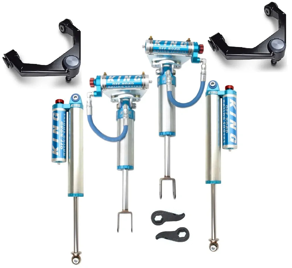 CST 2011+ 2500/3500HD King-Series Leveling Kits | Stage 3 Suspension System w/ King 2.5 Remote Res. Shocks Front View