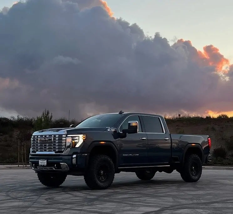 CST 2020+ GM 2500/3500HD Leveling Kit | Stage 2 Suspension System w/ FOX 2.0 Reservoir Shocks Front View