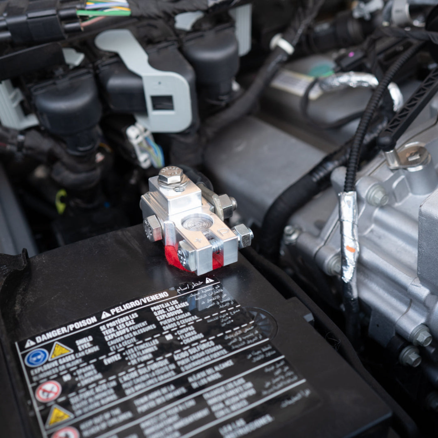 2023-2025 Ford F250/F350 Billet Single Battery Terminal Upgrade Kit installed