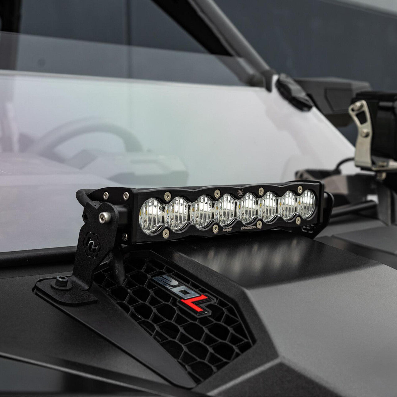 S8 10" Light Bar Hood Mount Kit - Polaris 2025 RZR Pro-R; Pro-S; Pro-XP Front View White