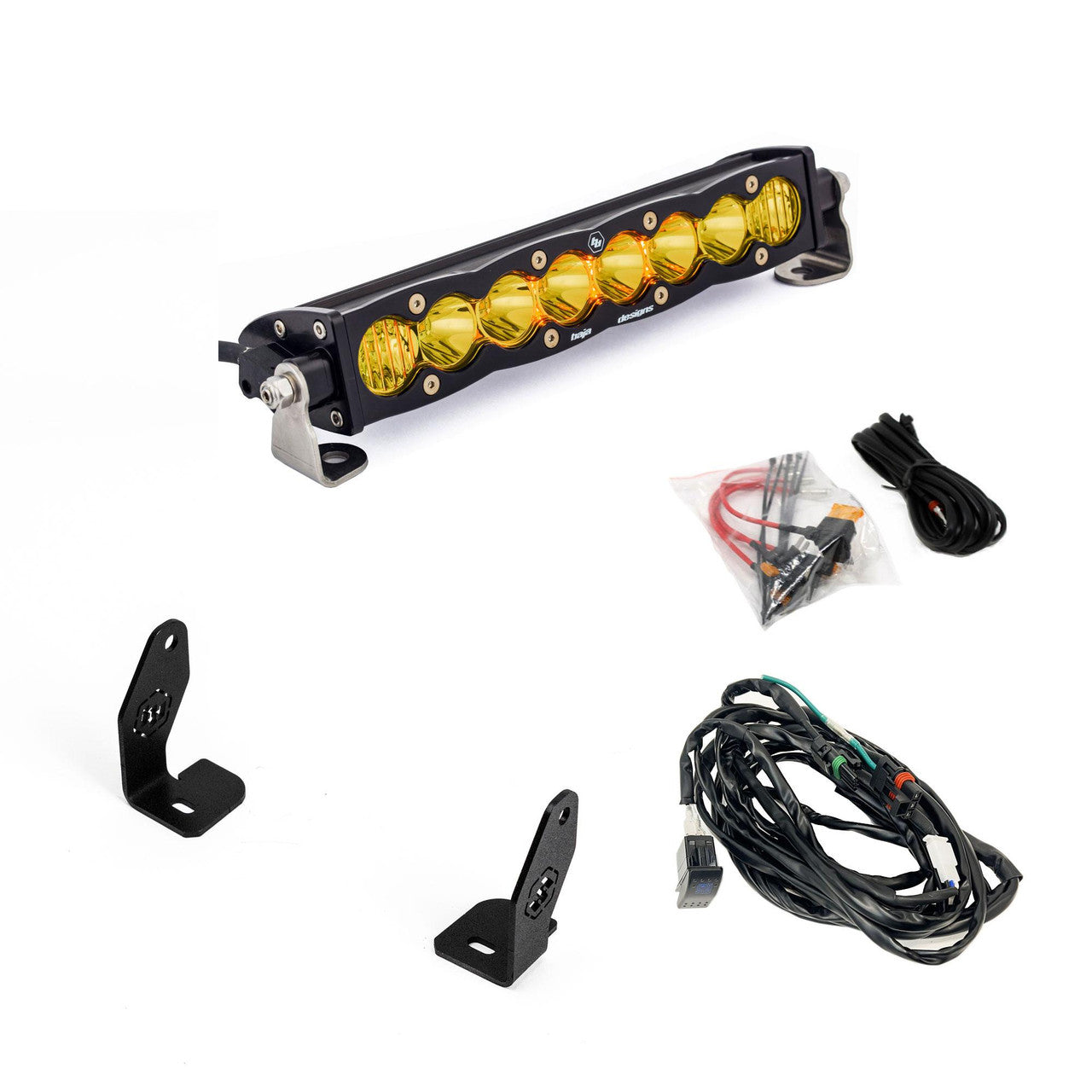 S8 10" Light Bar Hood Mount Kit - Polaris 2025 RZR Pro-R; Pro-S; Pro-XP Front View Amber