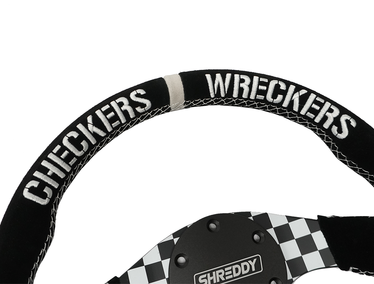 PRP X Shreddy Checkered Steering Wheel, D-Shaped