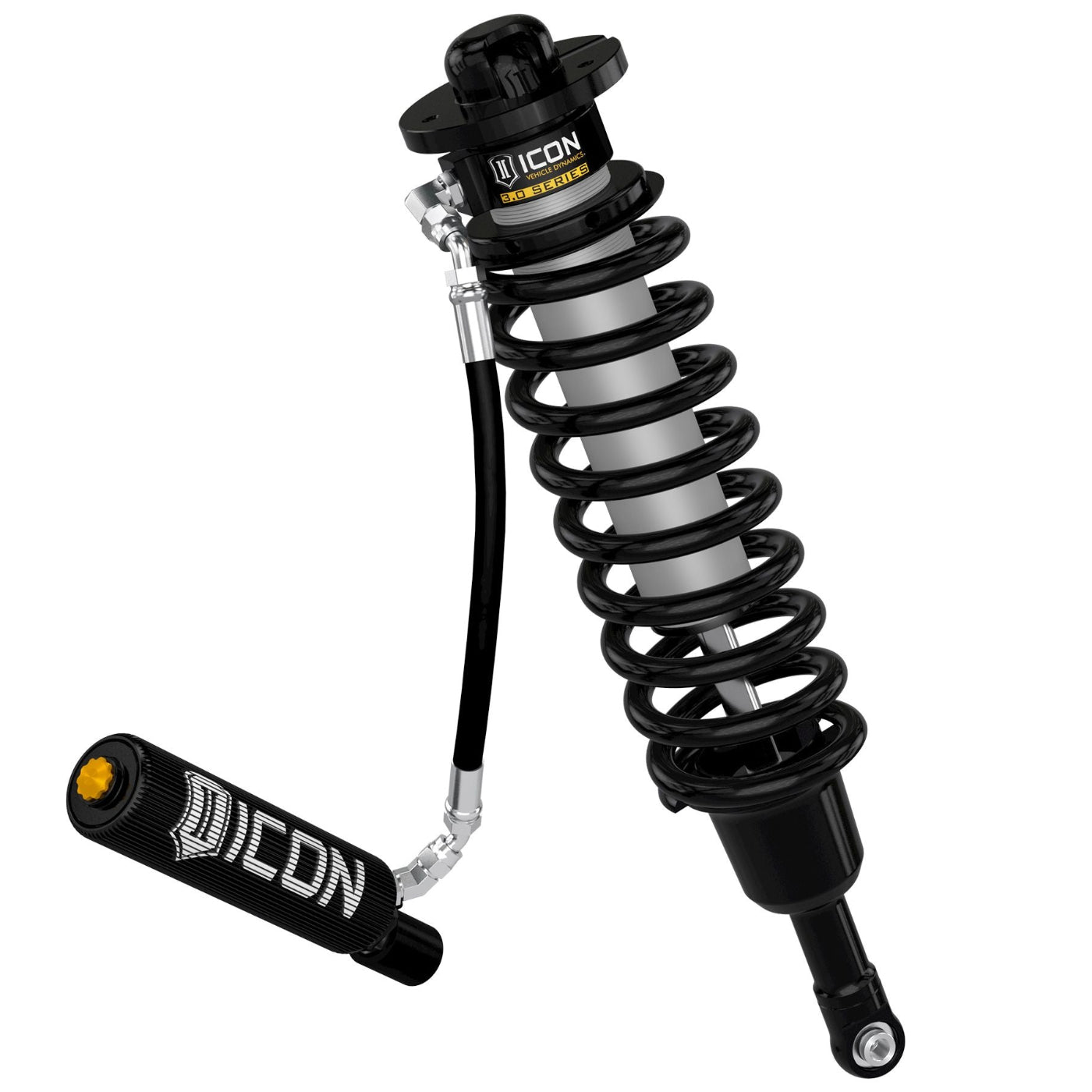 ICON 2021-2025 Ford F-150 Raptor, 1-3" Lift, Front, V.S. 3.0 Series Coilover Kit, Remote Reservoir w/ CDEV Front View