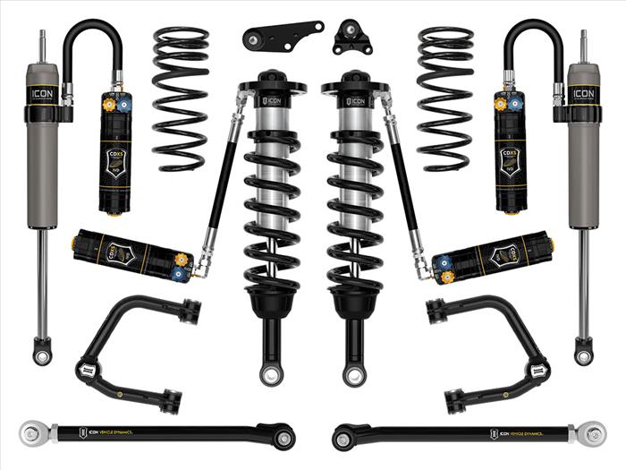 ICON 2024 Toyota Tacoma 1.25-3" Lift, Stage 9 Suspension System, Tubular, Triple Rate Rear Springs Front View