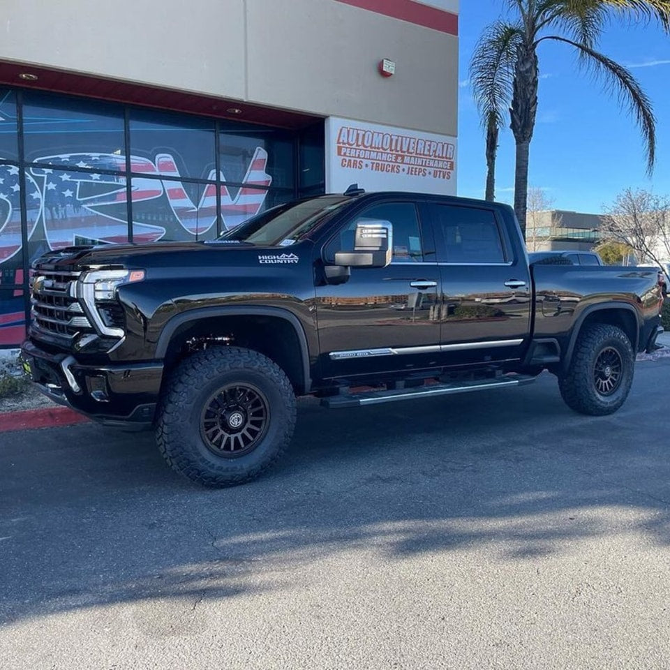 CST 2020+ GM 2500/3500HD Elite Leveling Kit | Stage 3 Suspension System w/ FOX 2.5 Elite Series Reservoir Shocks Front View