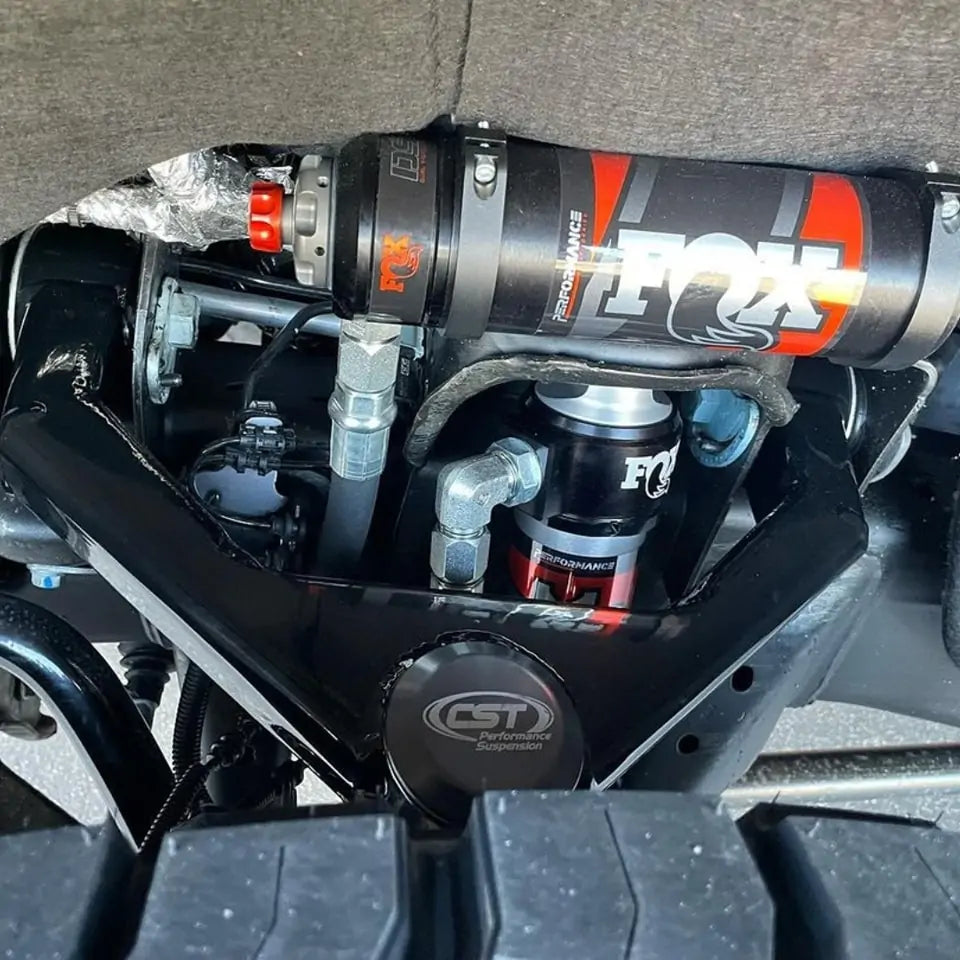 CST 2020+ GM 2500/3500HD Elite Leveling Kit | Stage 3 Suspension System w/ FOX 2.5 Elite Series Reservoir Shocks Front View