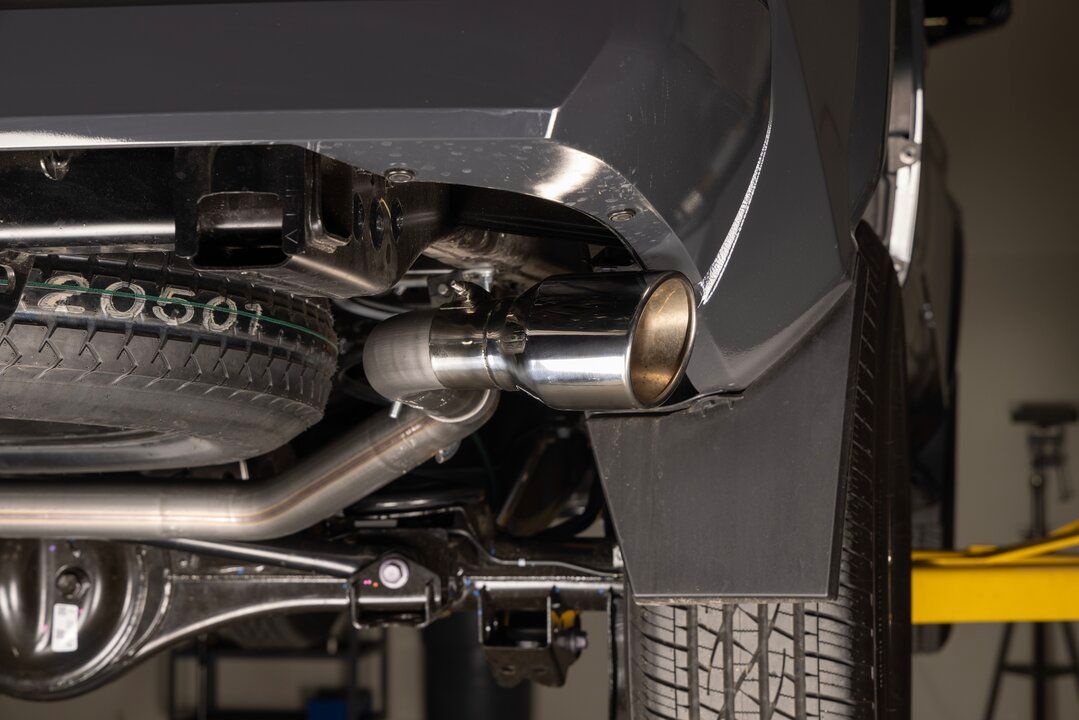 Flowmaster American Thunder Cat-back Exhaust System Close-up Display on Vehicle