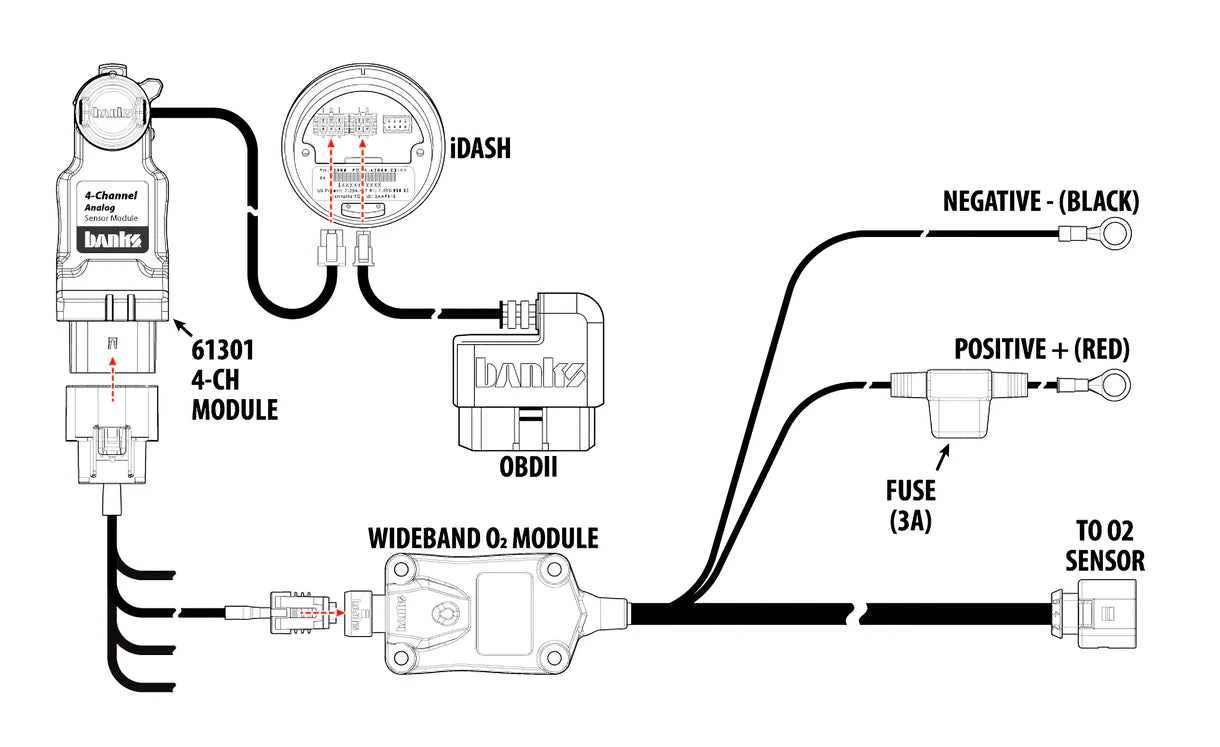 Wiring diagram for automotive electronic components with labeled connections.